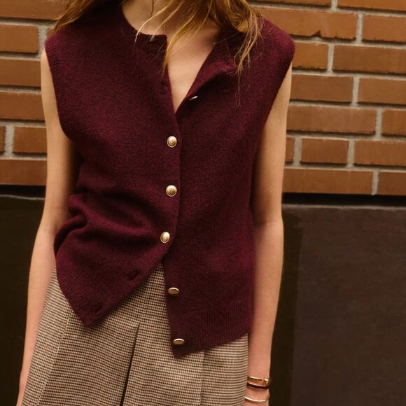 H&M Burgundy Fine-Knit Vest/NWT/M - Picture 1 of 12